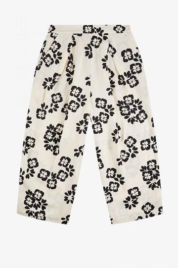 Pantaloni Dama Fred Perry Floral Print Albi | RO 1944JPQJ